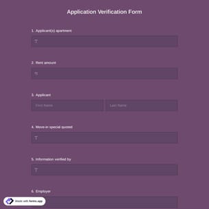 Application Verification Form