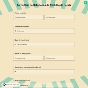 Formulário de Solicitação de Certidão de Renda