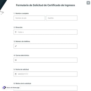 Formulario de Solicitud de Certificado de Ingresos