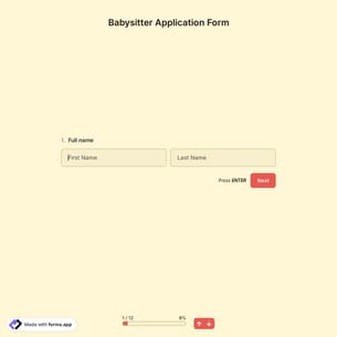 Babysitter Application Form