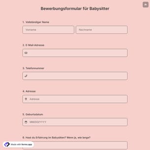 Bewerbungsformular für Babysitter