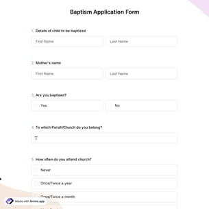 Baptism Application Form