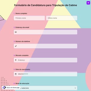 Formulário de Candidatura para Tripulação de Cabine