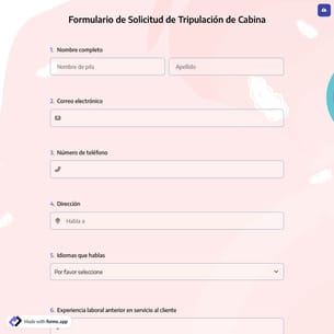 Formulario de Solicitud de Tripulación de Cabina