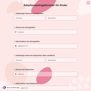 Adoptionsantragsformular für Kinder
