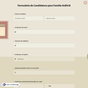 Formulário de Candidatura para Família Anfitriã