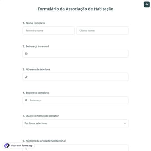 Formulário da Associação de Habitação