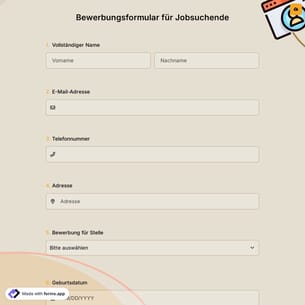 Bewerbungsformular für Jobsuchende