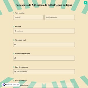 Formulaire de Adhésion à la Bibliothèque en Ligne