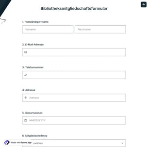 Online-Bibliotheksmitgliedschaftsformular