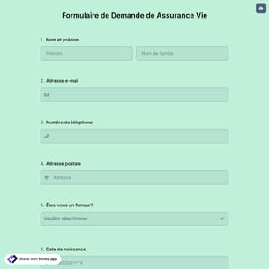 Formulaire de Demande de Assurance Vie