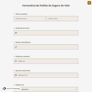 Formulário de Pedido de Seguro de Vida