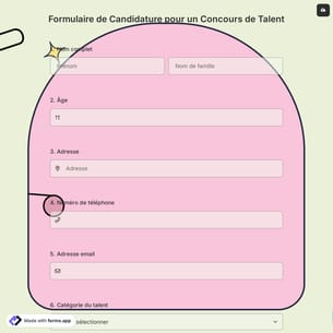 Formulaire de Candidature pour un Concours de Talent