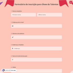 Formulário de Inscrição para Show de Talentos