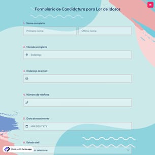 Formulário de Candidatura para Lar de Idosos