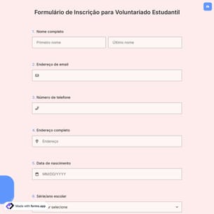 Formulário de Inscrição para Voluntariado Estudantil