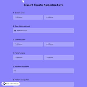 Student Transfer Application Form