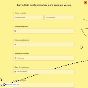 Formulário de Candidatura para Vaga no Varejo
