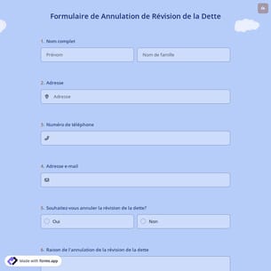 Formulaire de Annulation de Révision de la Dette