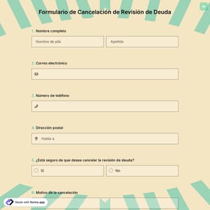 Formulario de Cancelación de Revisión de Deuda