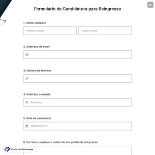 Formulário de Candidatura para Reingresso