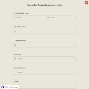 Promoter Bewerbungsformular