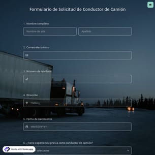 Formulario de Solicitud de Conductor de Camión