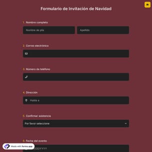 Formulario de Invitación de Navidad