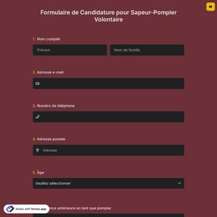 Formulaire de Candidature pour Sapeur-Pompier Volontaire