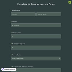 Formulaire de Demande pour une Ferme