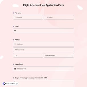 Flight Attendant Job Application Form