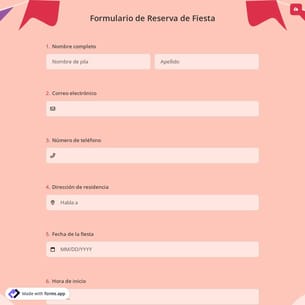 Formulario de Reserva de Fiesta