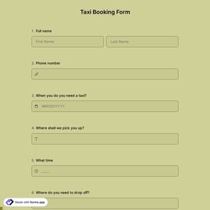 Taxi Booking Form
