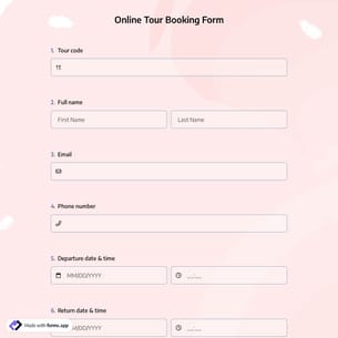 Online Tour Booking Form