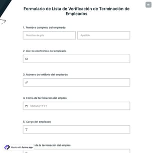 Formulario de Lista de Verificación de Terminación de Empleados