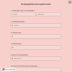 Kindergeldstornierungsformular