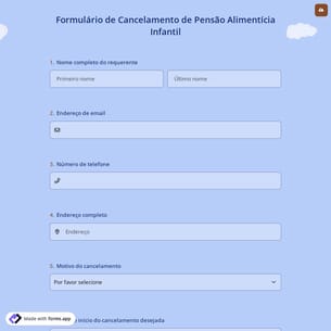Formulário de Cancelamento de Pensão Alimentícia Infantil