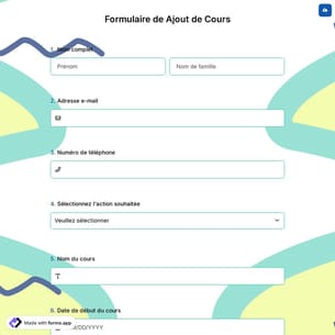Formulaire de Ajout de Cours