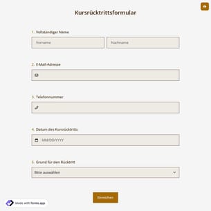 Kursrücktrittsformular