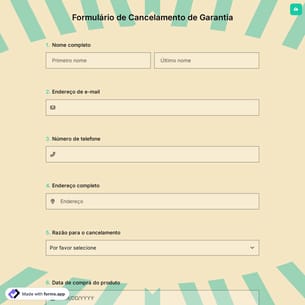 Formulário de Cancelamento de Garantia