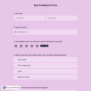 Spa Feedback Form