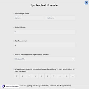 Spa Feedback-Formular