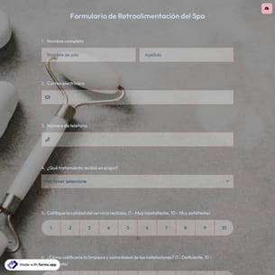 Formulario de Retroalimentación del Spa