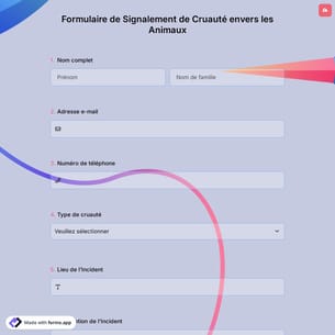 Formulaire de Signalement de Cruauté envers les Animaux