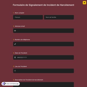 Formulaire de Signalement de Incident de Harcèlement