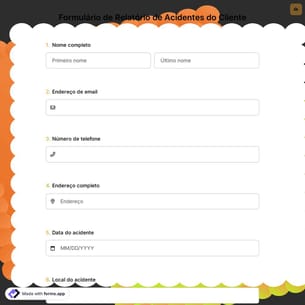 Formulário de Relatório de Acidentes do Cliente