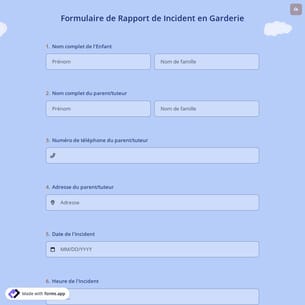 Formulaire de Rapport de Incident en Garderie
