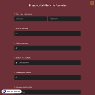 Brandvorfall-Berichtsformular