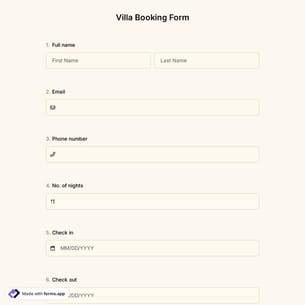 Villa Booking Form