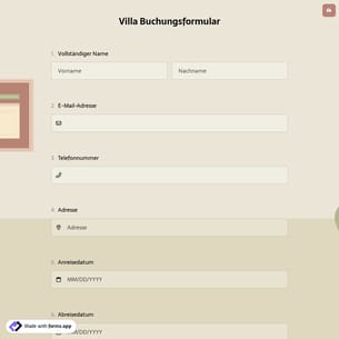 Villa Buchungsformular